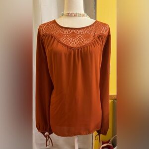 Charlotte Russe Chiffon Blouse with Crochet Trim